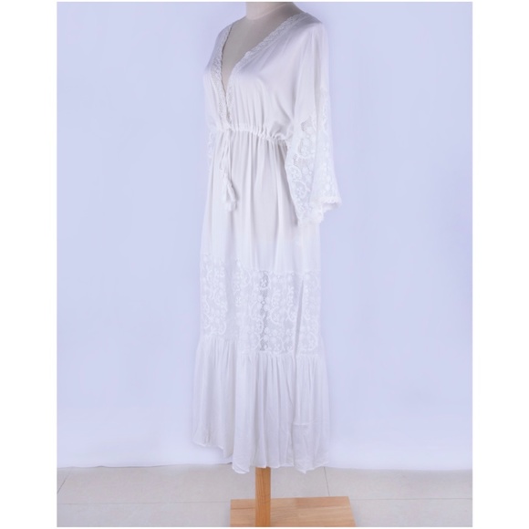 BellanBlue Cream Maxi Dress with Lace Accents - Picture 6 of 6